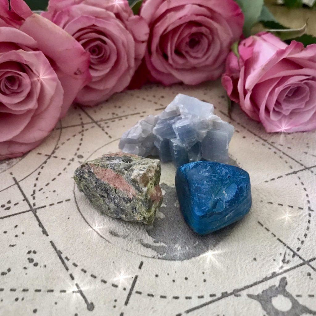 Waning Gibbous Moon Gemstone Trio for connecting with a larger purpose