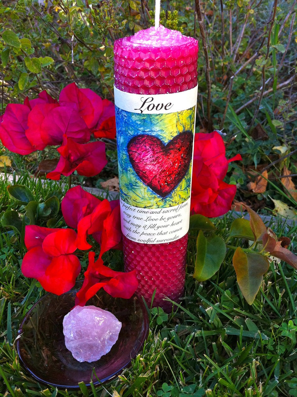 LOVE candle & rose quartz gift set