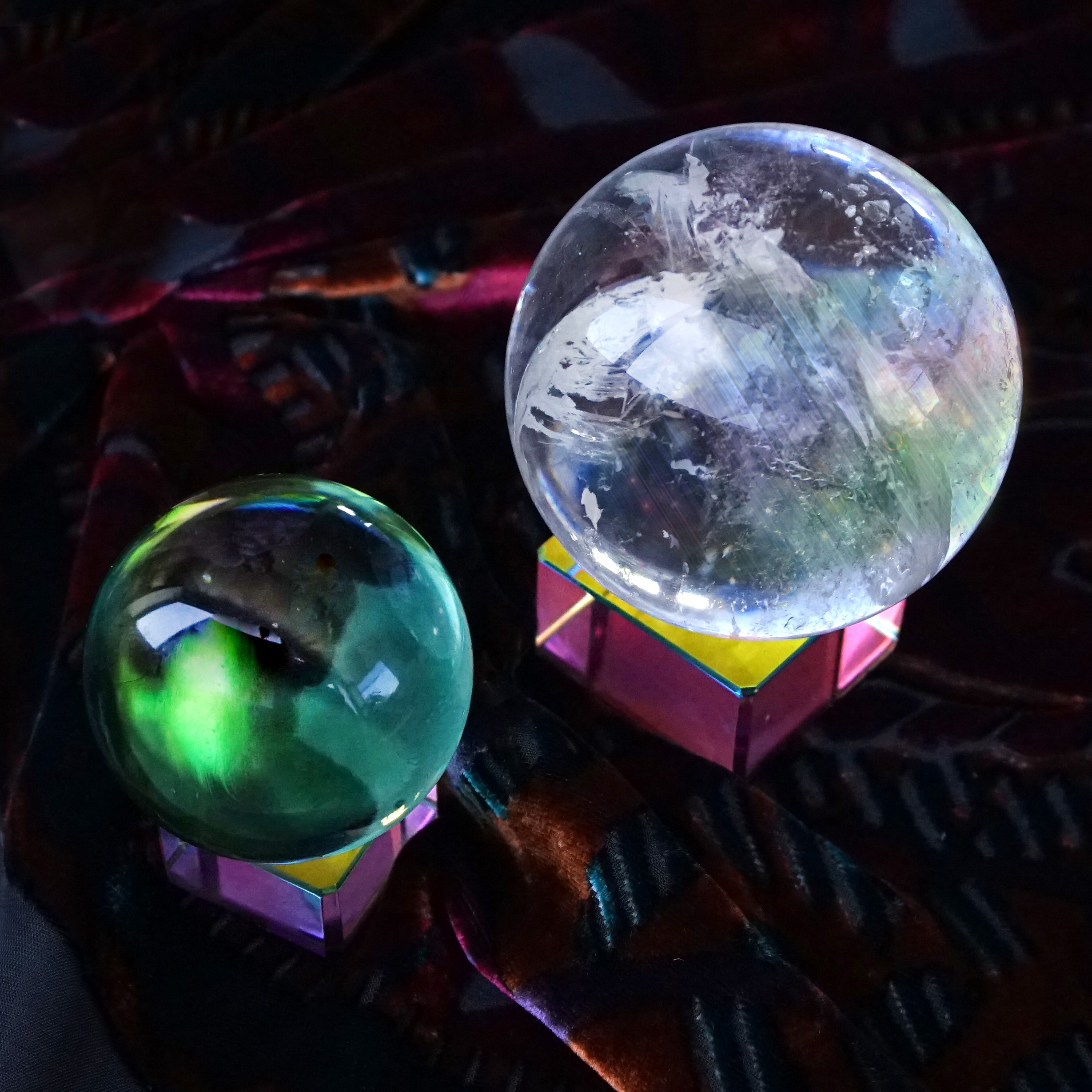 rainbow glass sphere stands