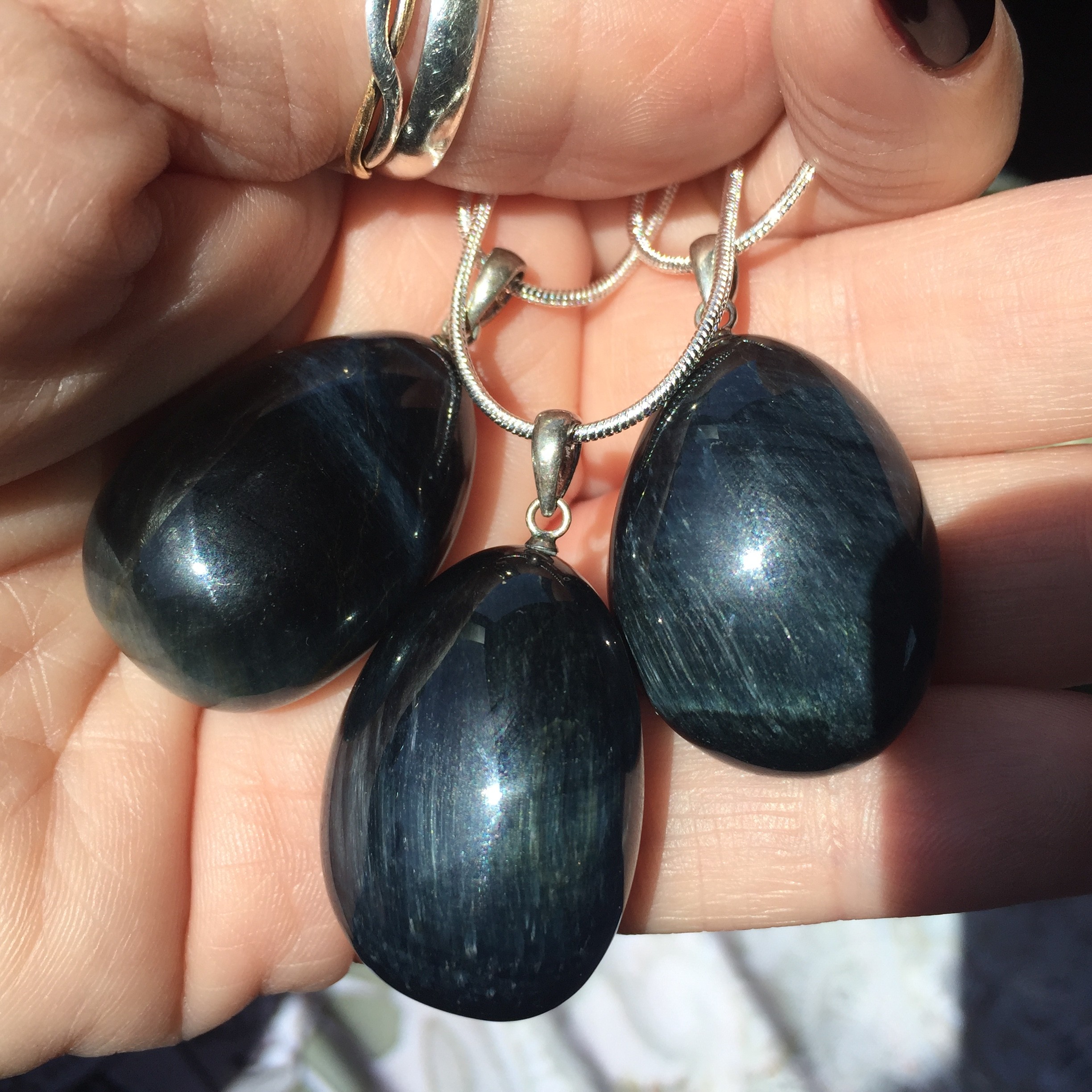 Blue Tiger's Eye Pendant Necklace for 
