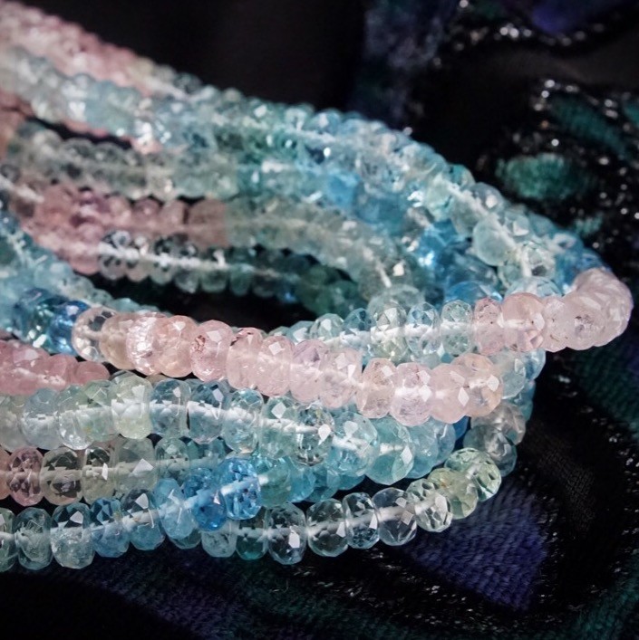 morganite and aquamarine necklaces