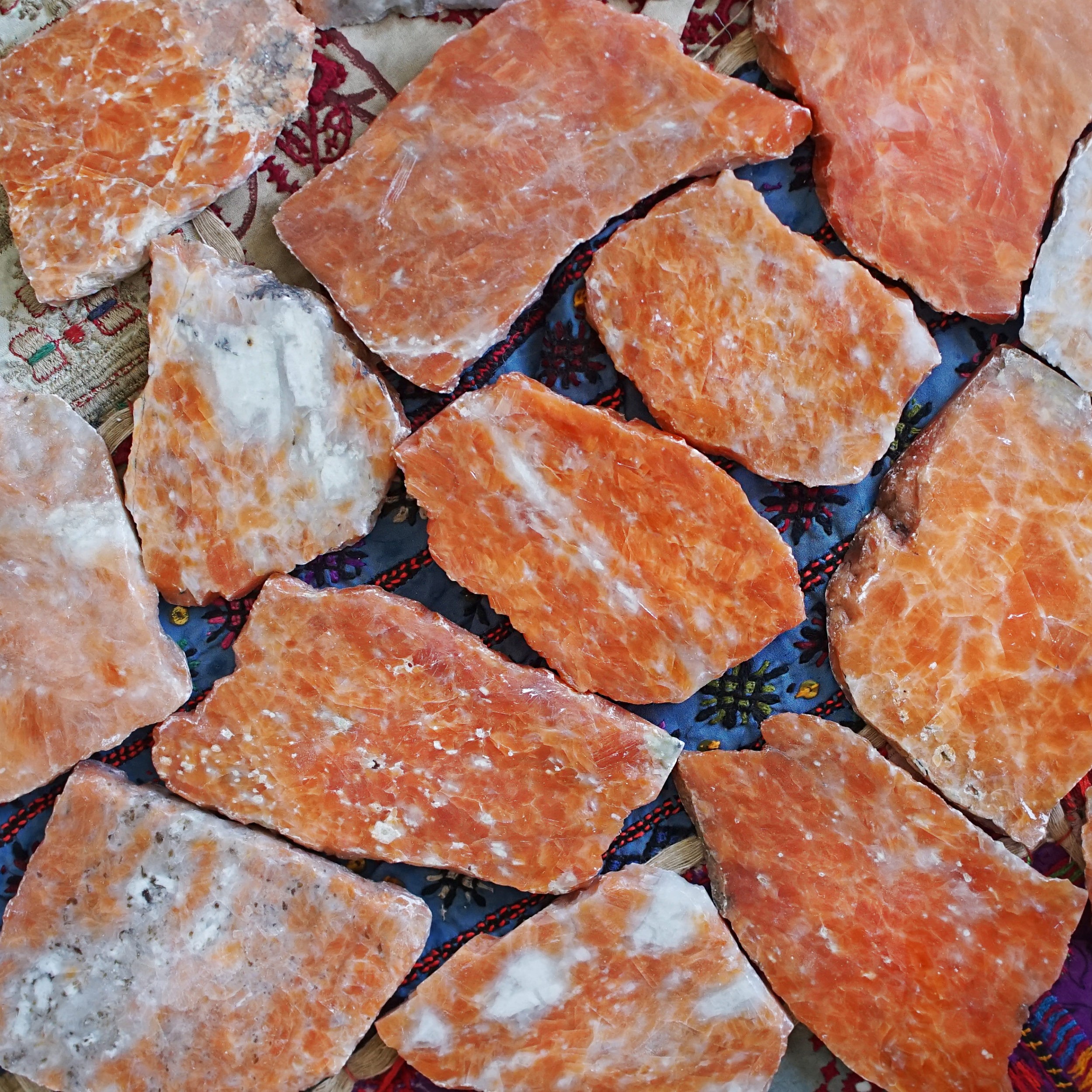 orange calcite charging slabs
