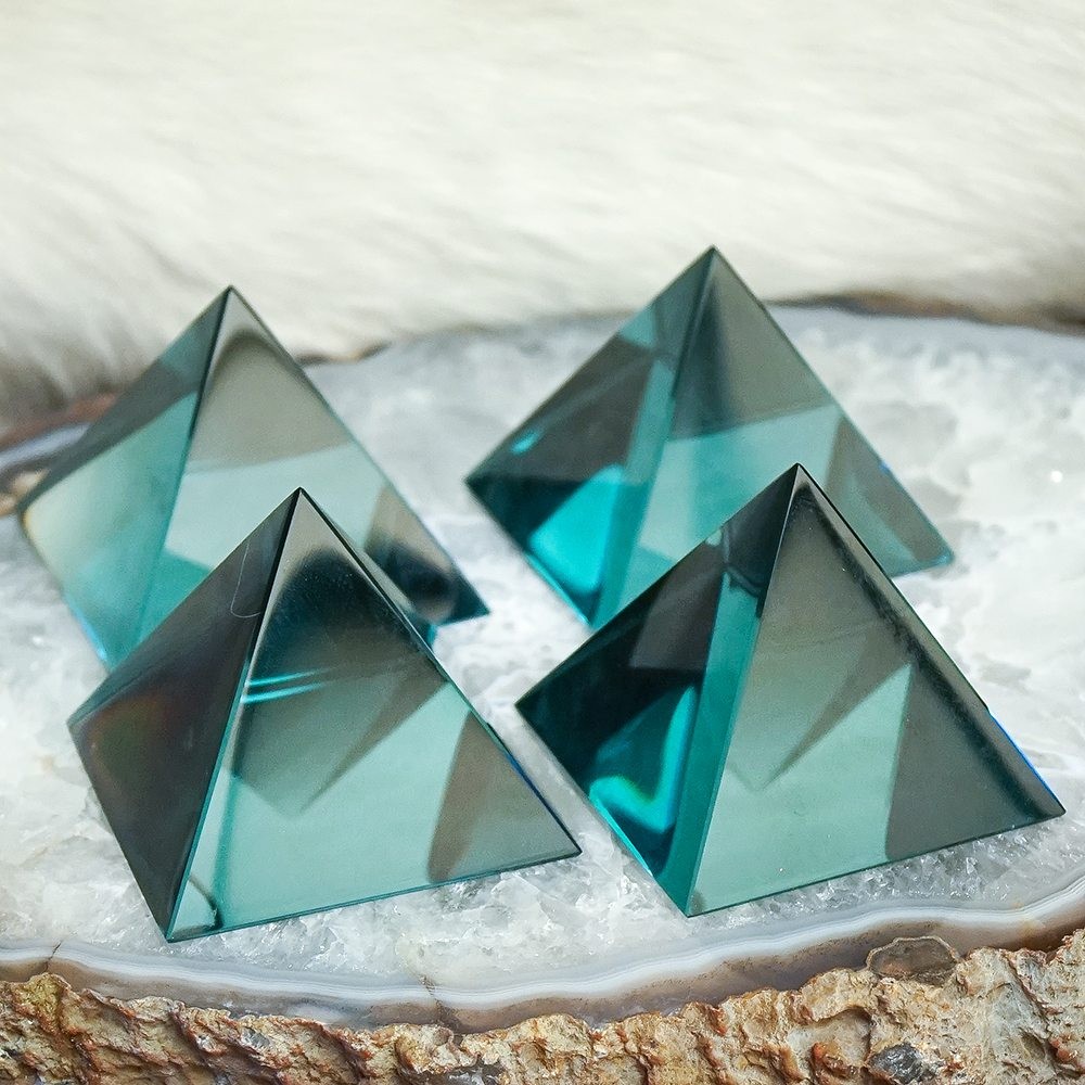 Blue obsidian pyramids