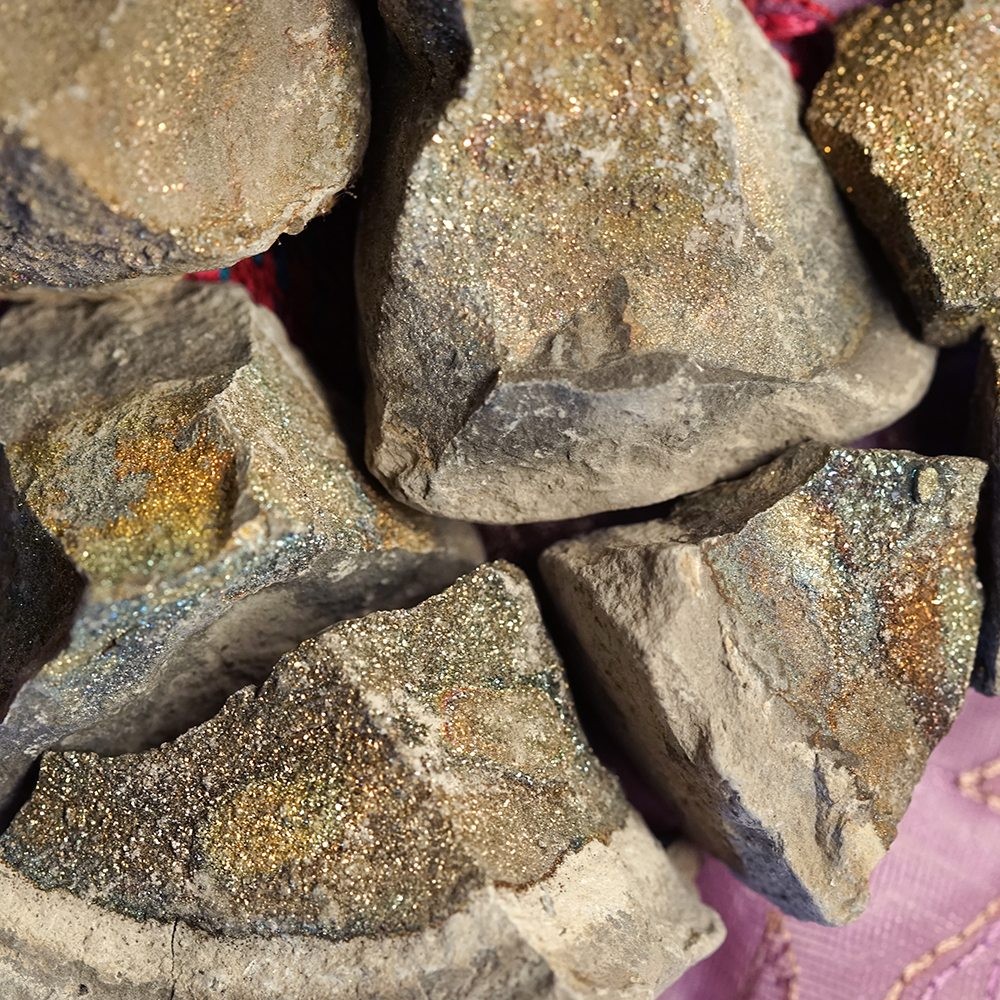 Russian rainbow pyrite