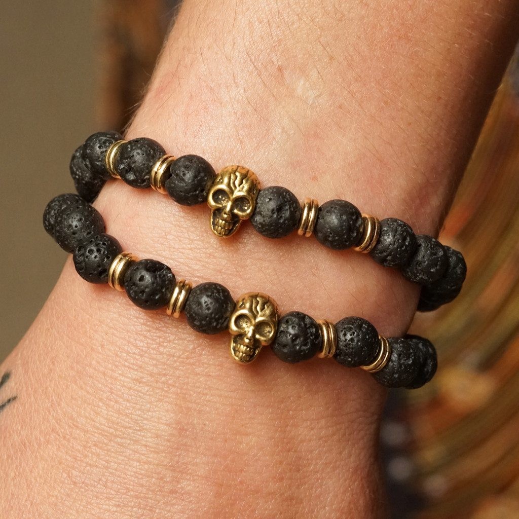 lava bead skull bracelets