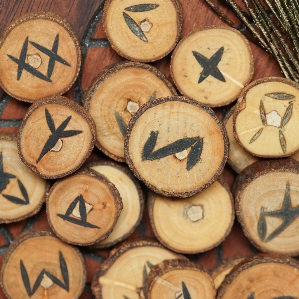 wooden rune set
