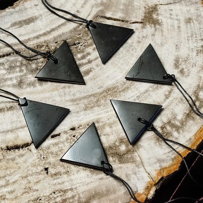 shungite triangle pendants