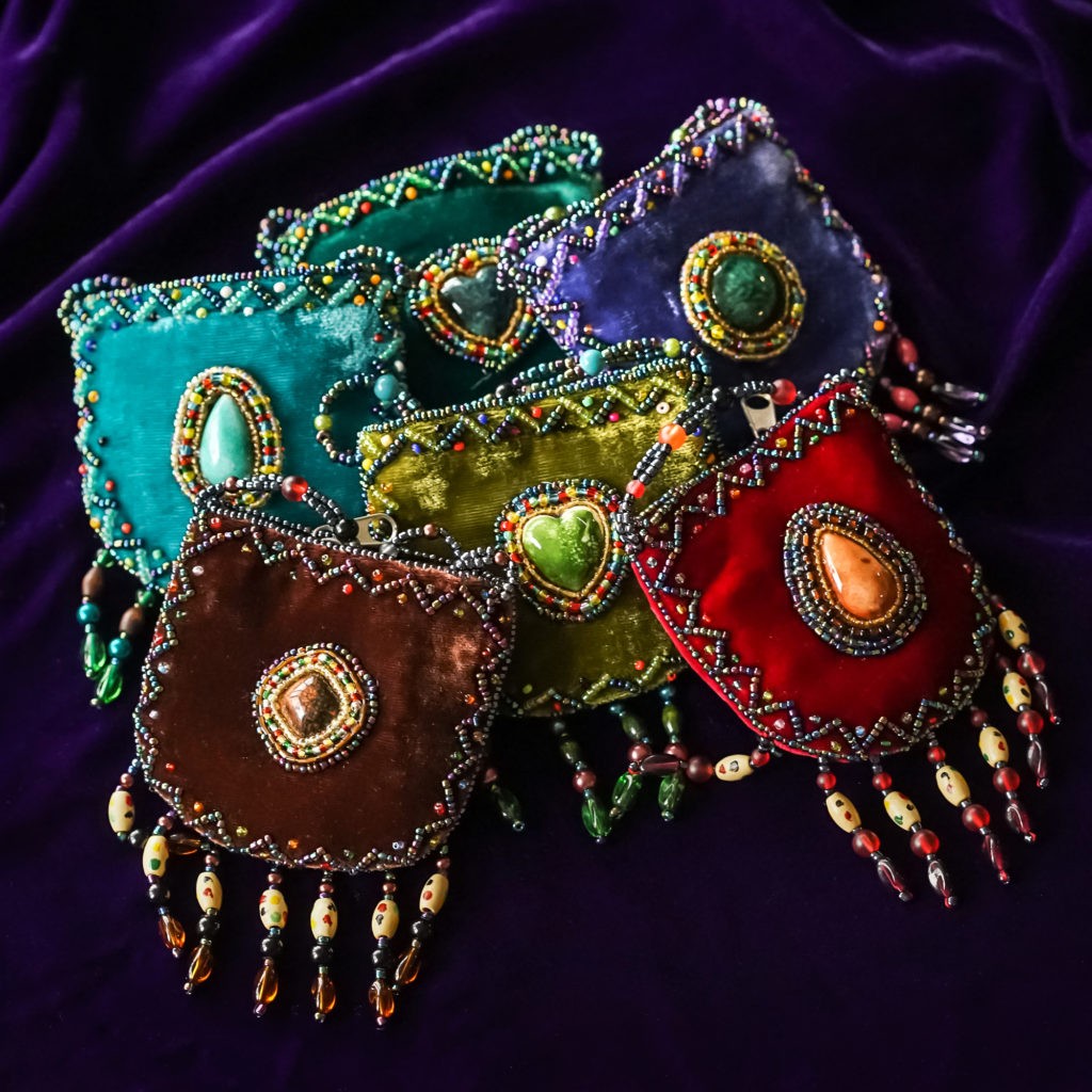 Handbeaded Velvet Medicine Bags to carry your gems and treasure