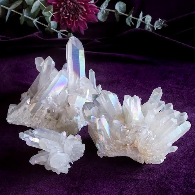 opal aura quartz clusters