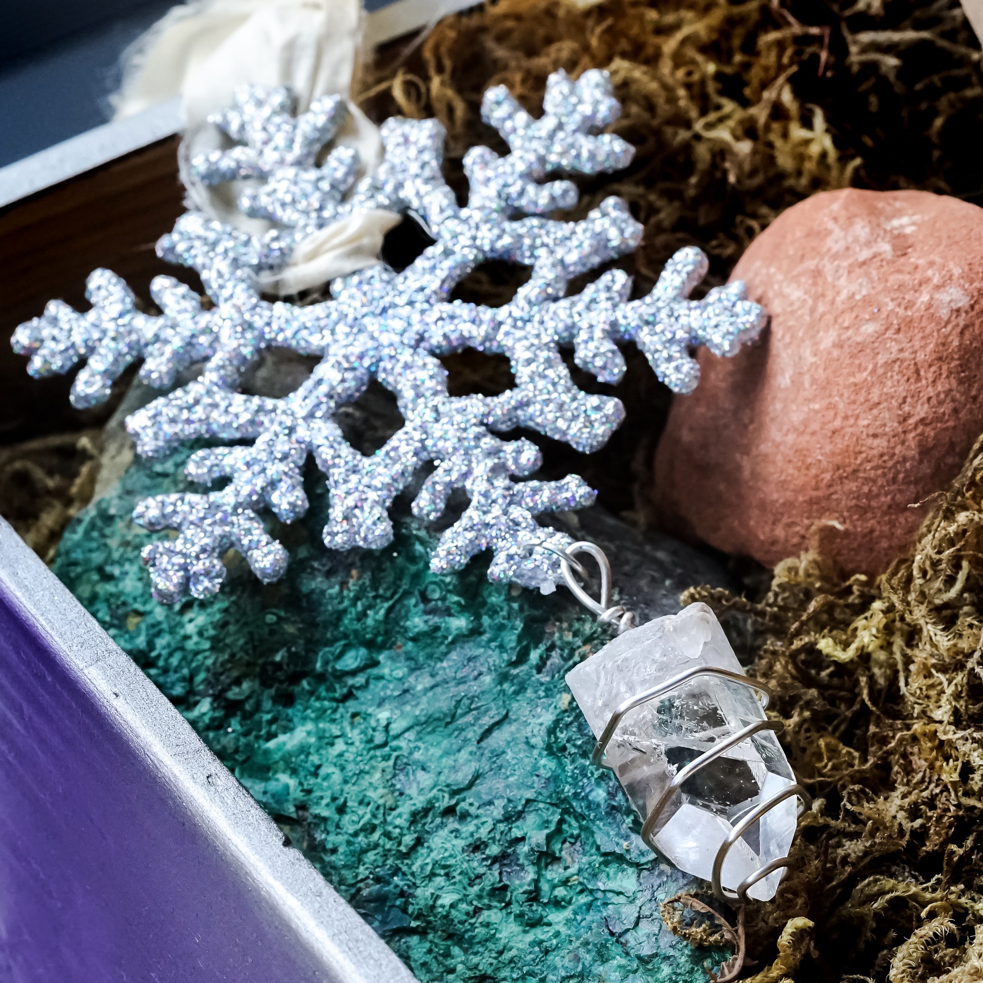 clear quartz snowflake ornaments