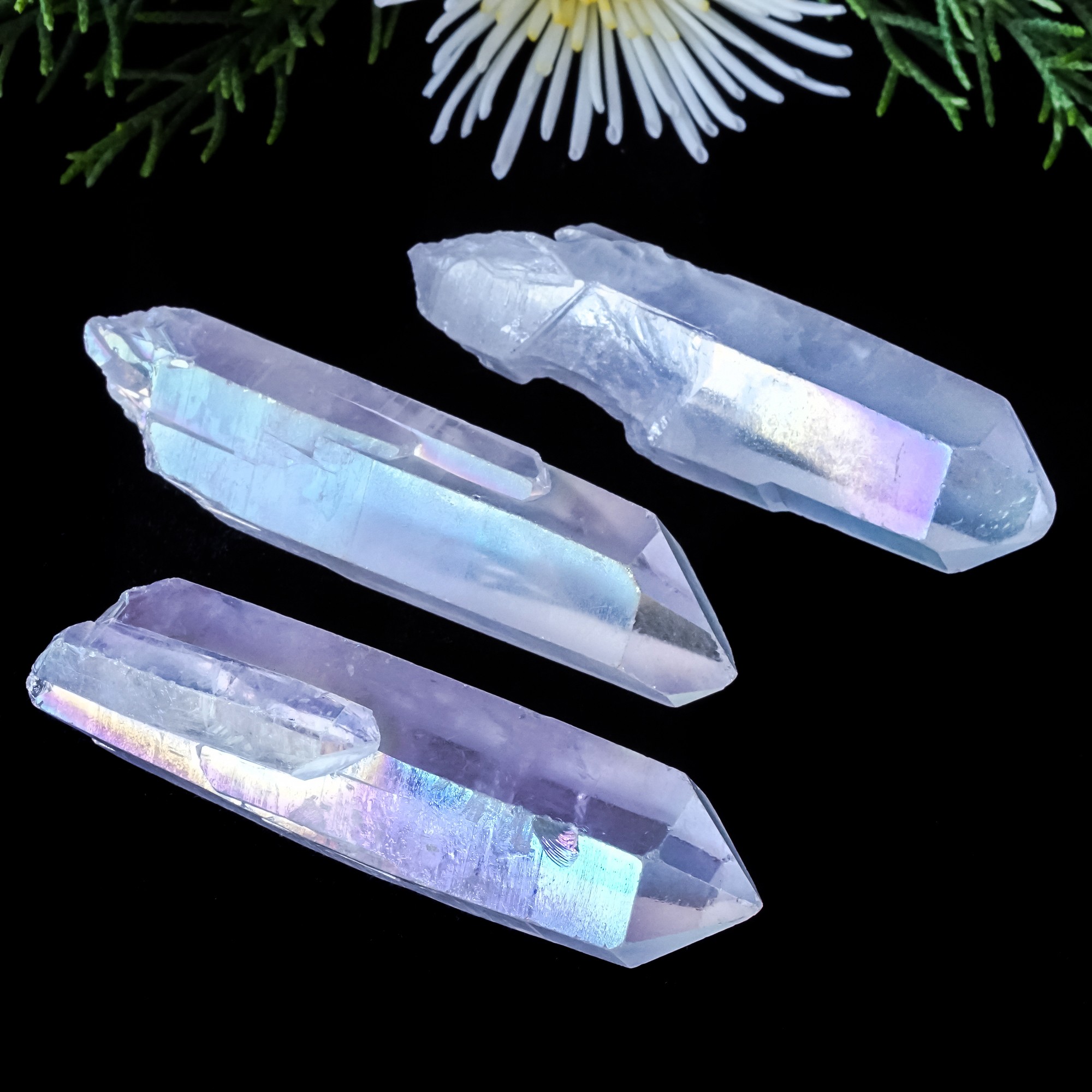 opal aura quartz wands crystals