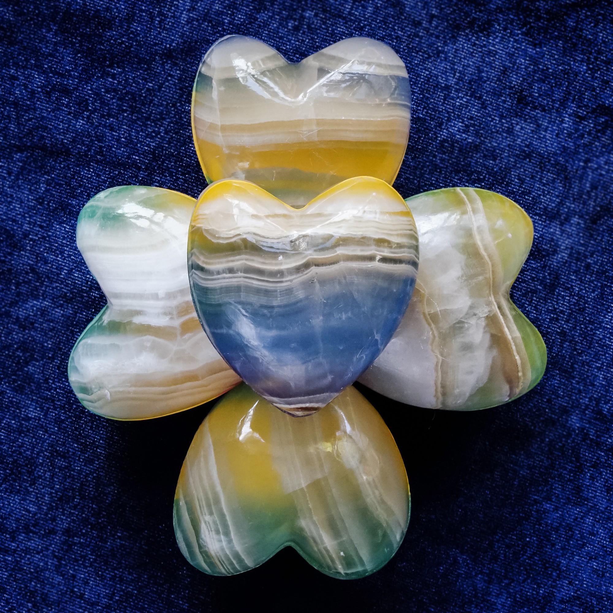 rainbow onyx heart gemstones