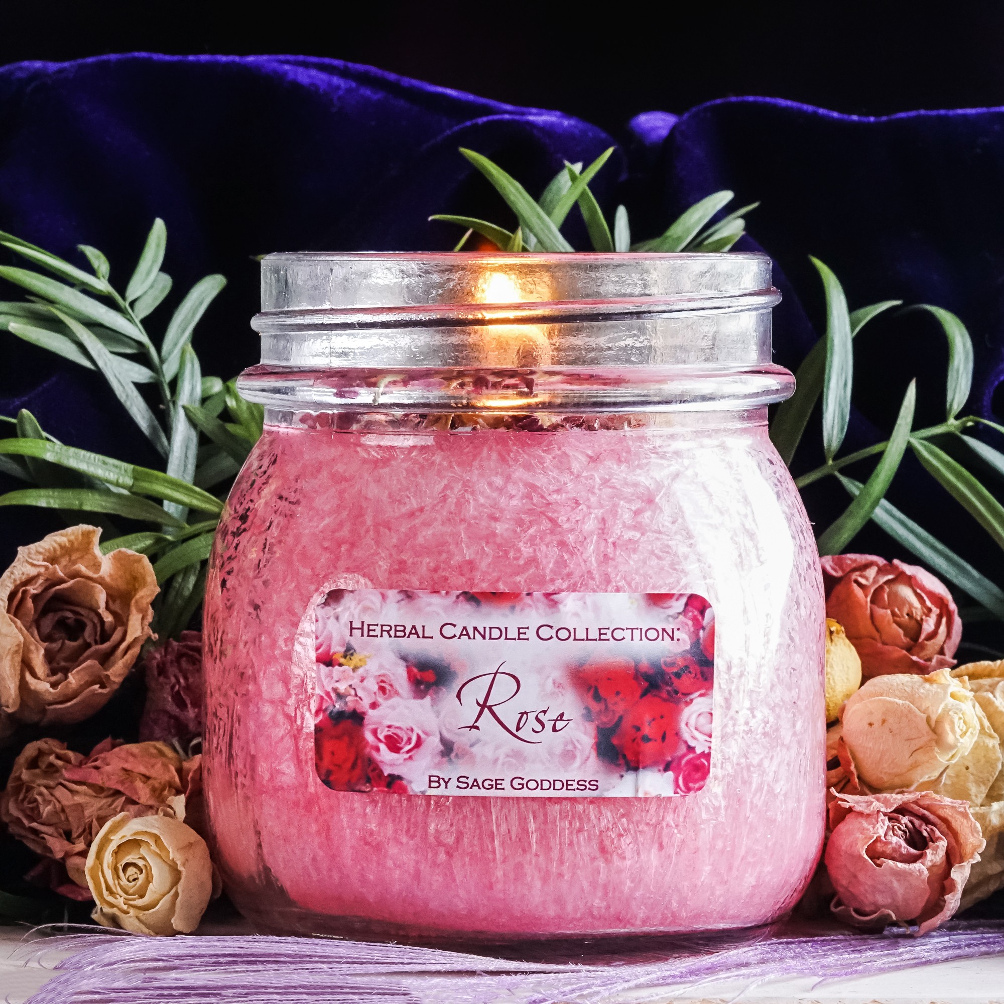 rose herbal jar candle
