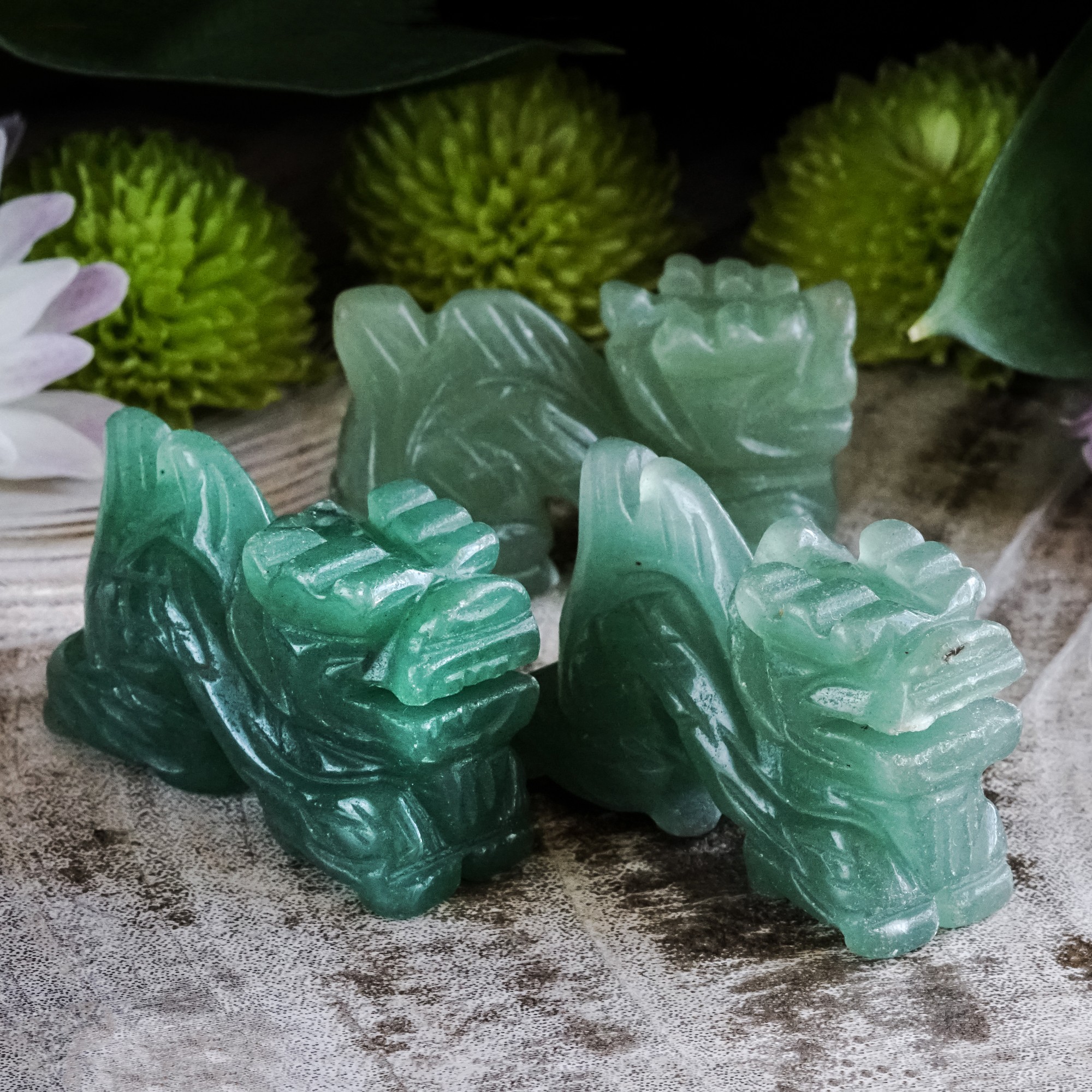 Green Aventurine Chinese Dragons
