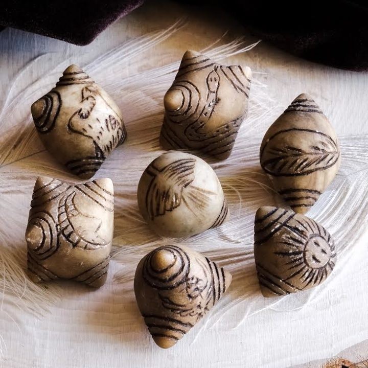 Elder Council White Alabaster Chumpi Stones for shamanic healing