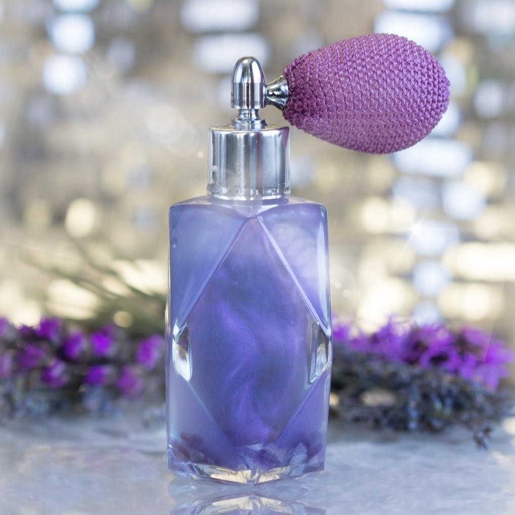 Amethyst Perfume & Faceted Diamond perfume bottle with Purple Atomizer V2