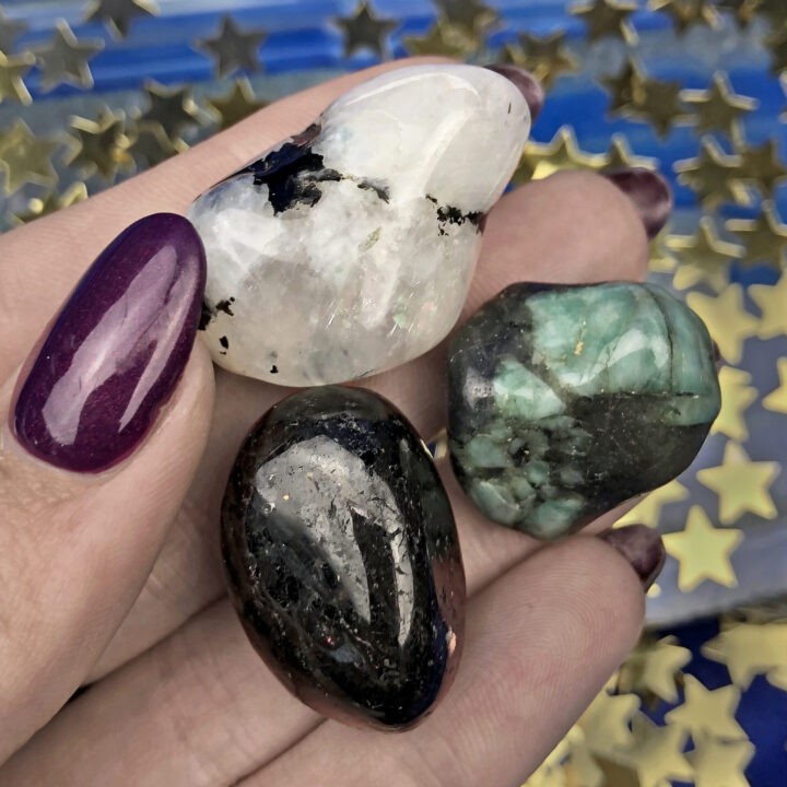 Moon Phase Gemstone Trio: Waxing Crescent