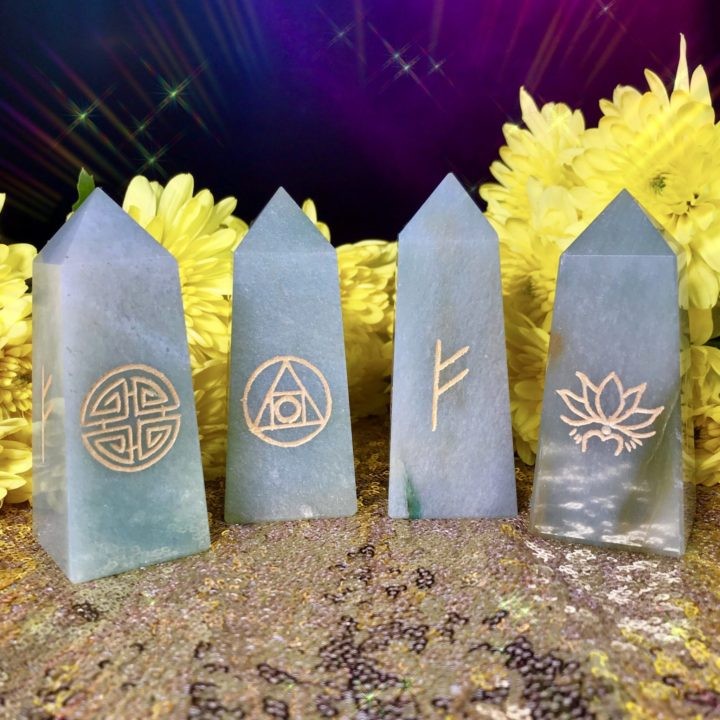 Prosperity and Good Fortune Green Aventurine Obelisks