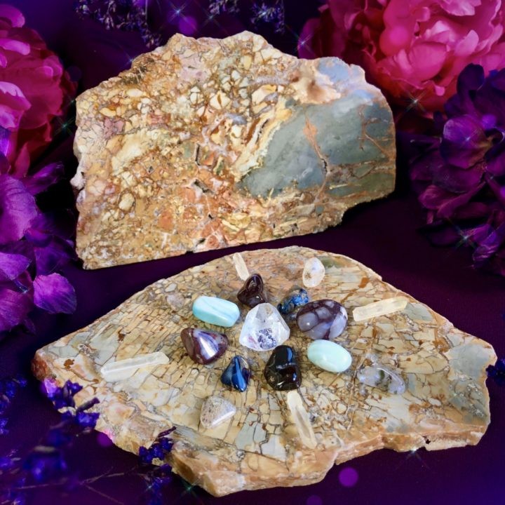 Ascended Masters Ibis Jasper Soul Star Charging Plates with Crystal Grid