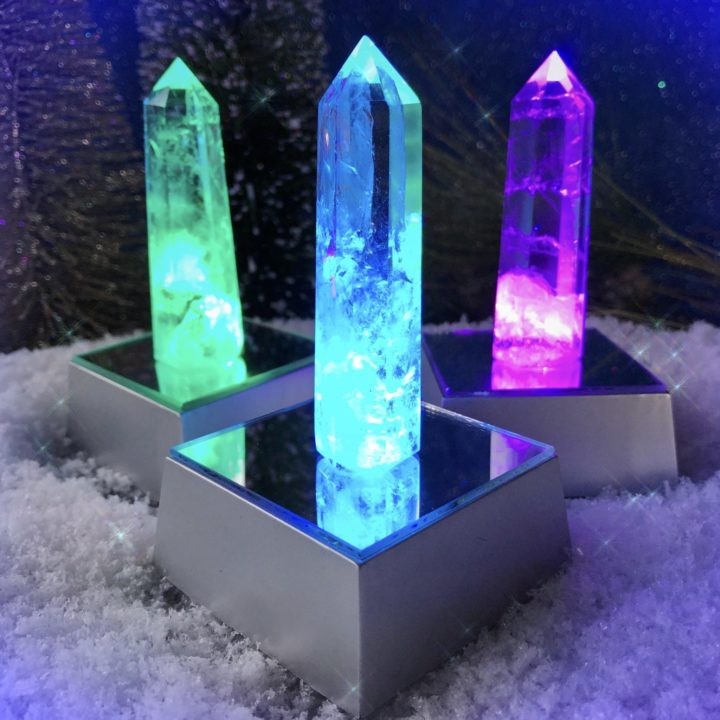 Glowing Rainbow Magic Clear Quartz Generators with Lightbox