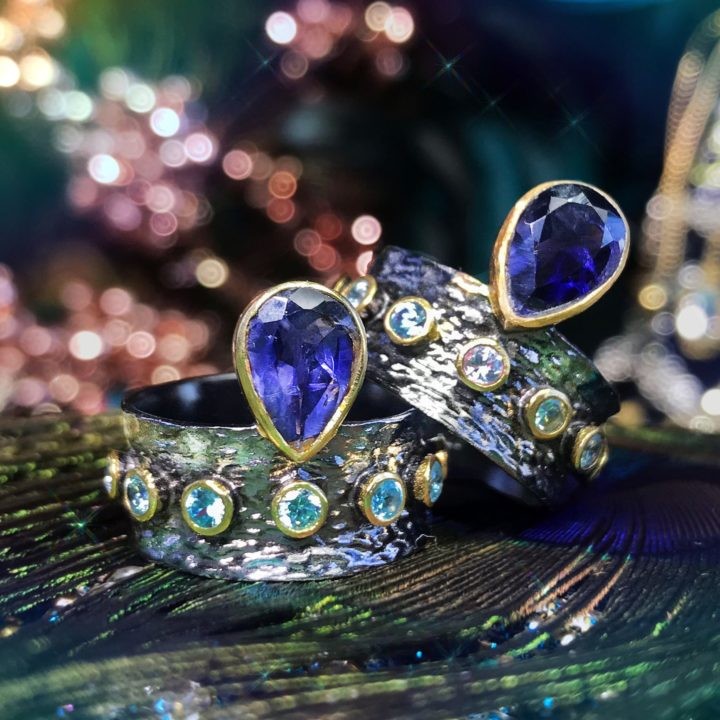 Iolite and Blue Topaz Clairvoyant Visioning Rings