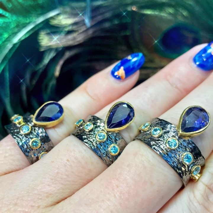 Iolite and Blue Topaz Clairvoyant Visioning Rings