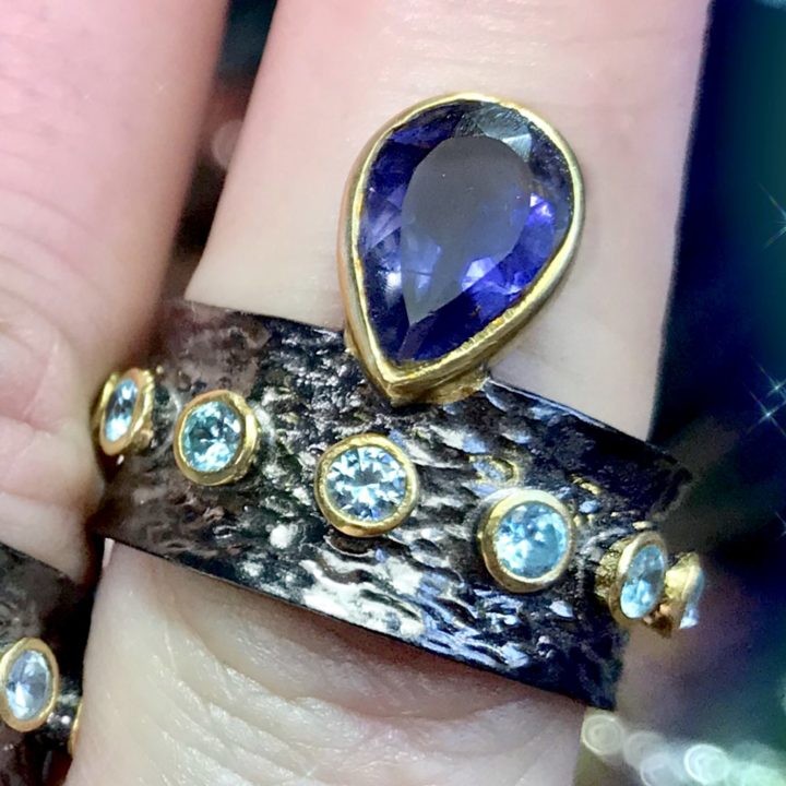 Iolite and Blue Topaz Clairvoyant Visioning Rings