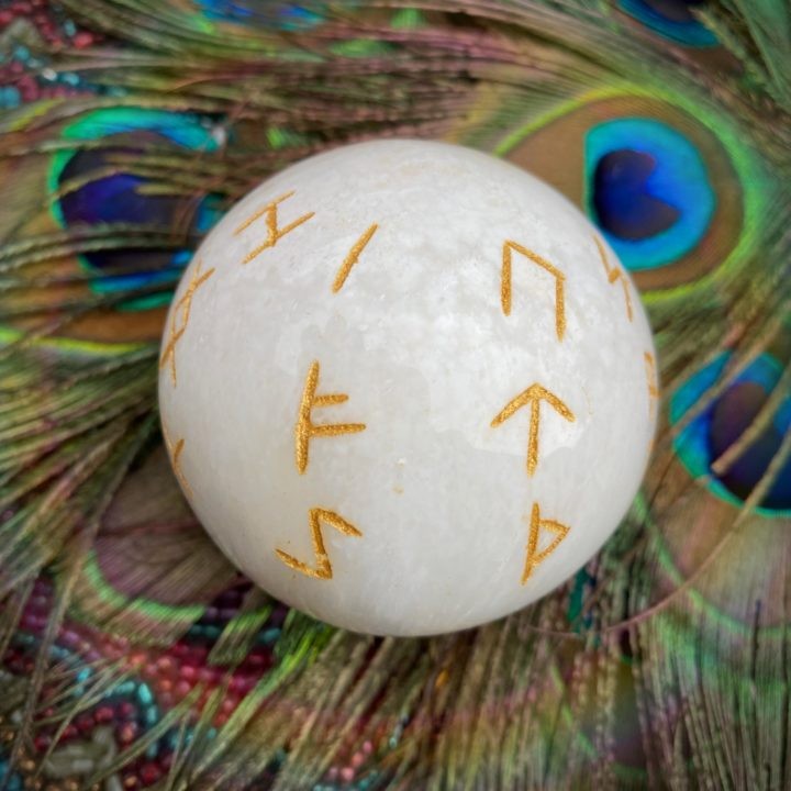 Scolecite Channeling Rune Spheres