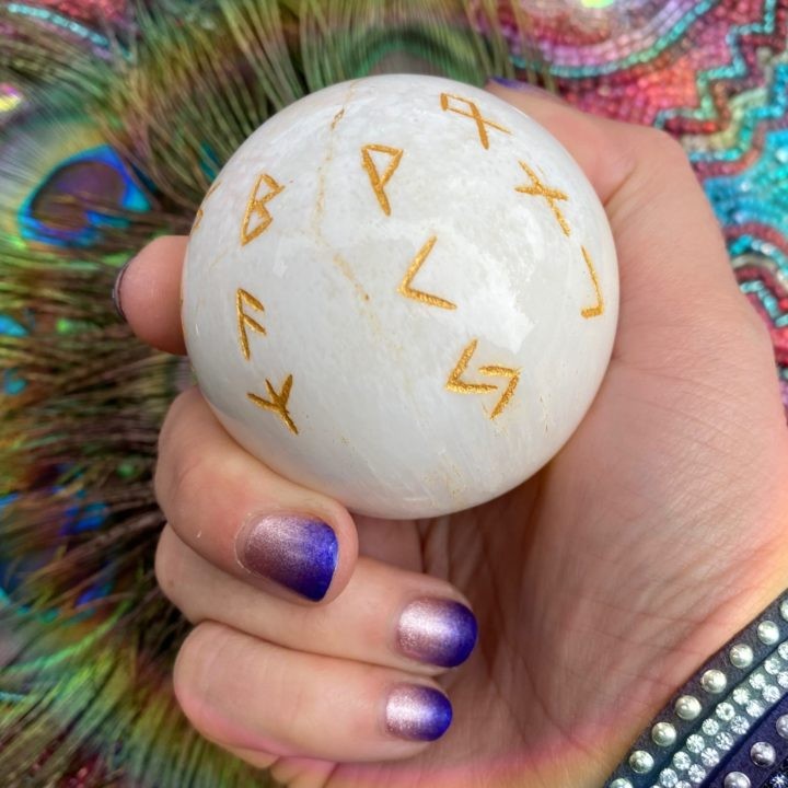 Scolecite Channeling Rune Spheres