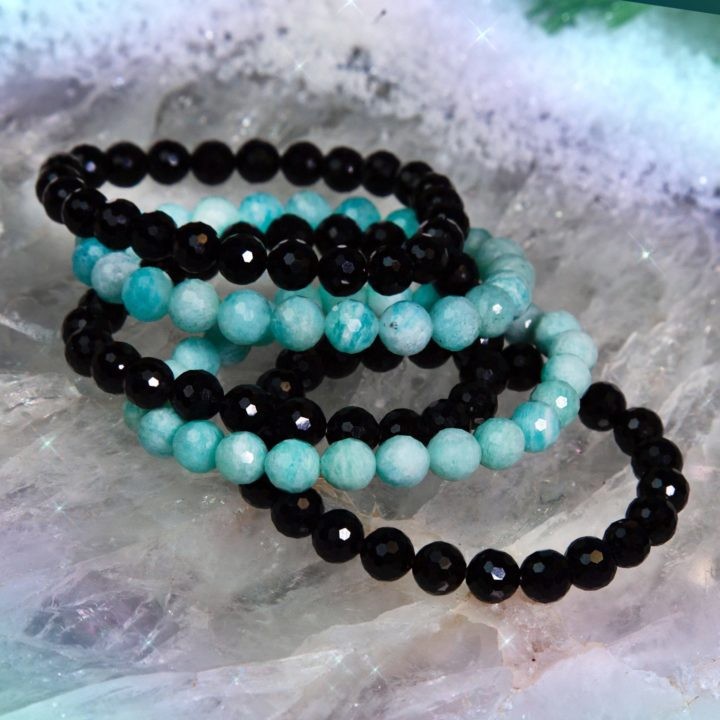 Speak Your Truth Amazonite and Black Agate Stackers