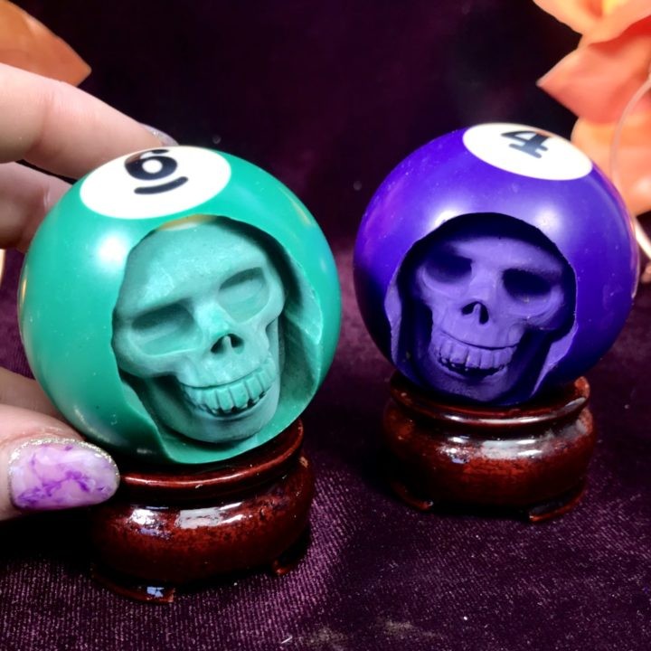 Billiard Ball Skull Carvings