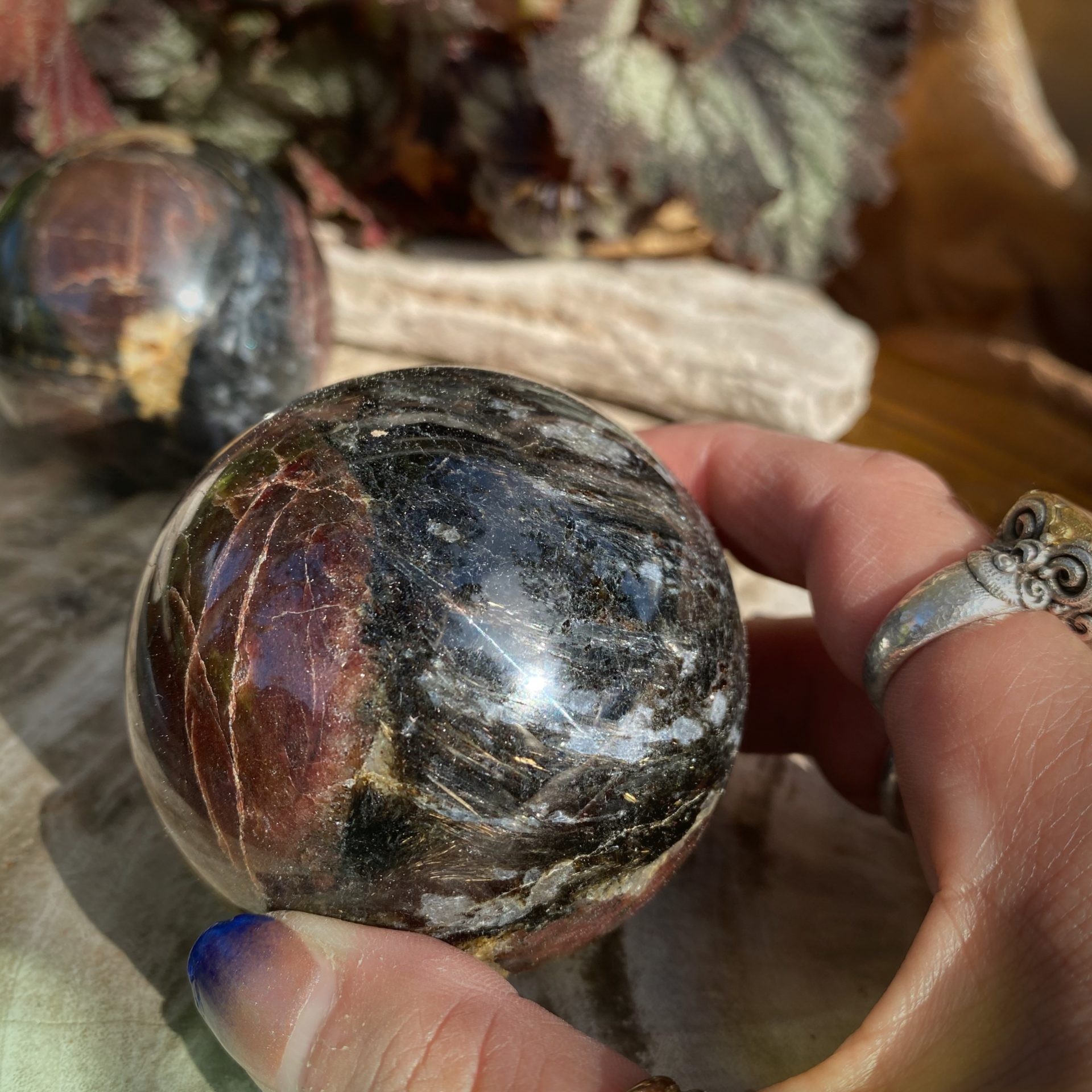 Arfvedsonite with Manifestation Spheres for making dreams reality