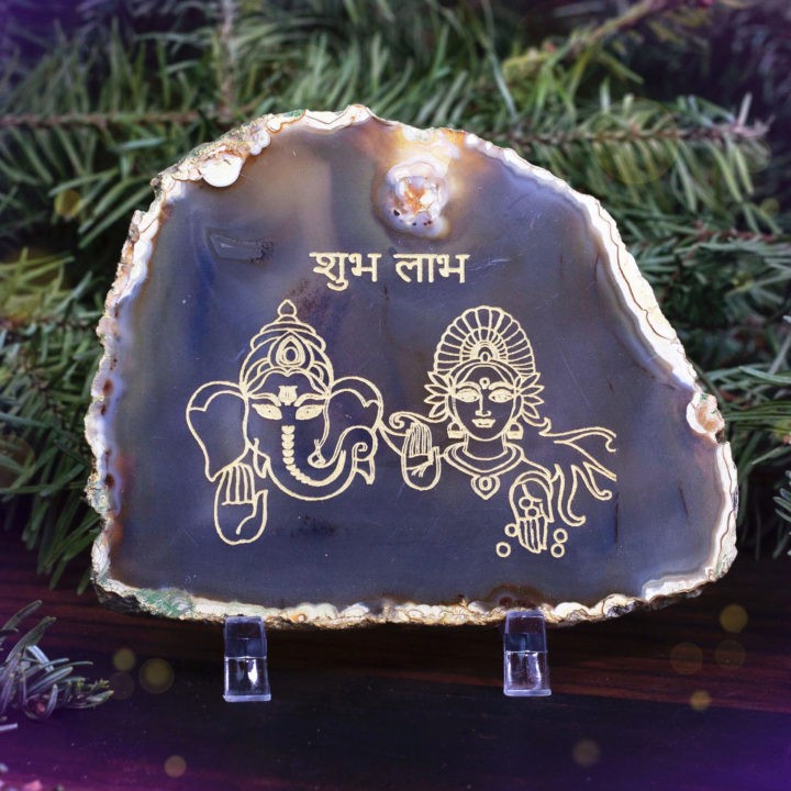 New Decade Ganesha and Lakshmi Agate Plaques