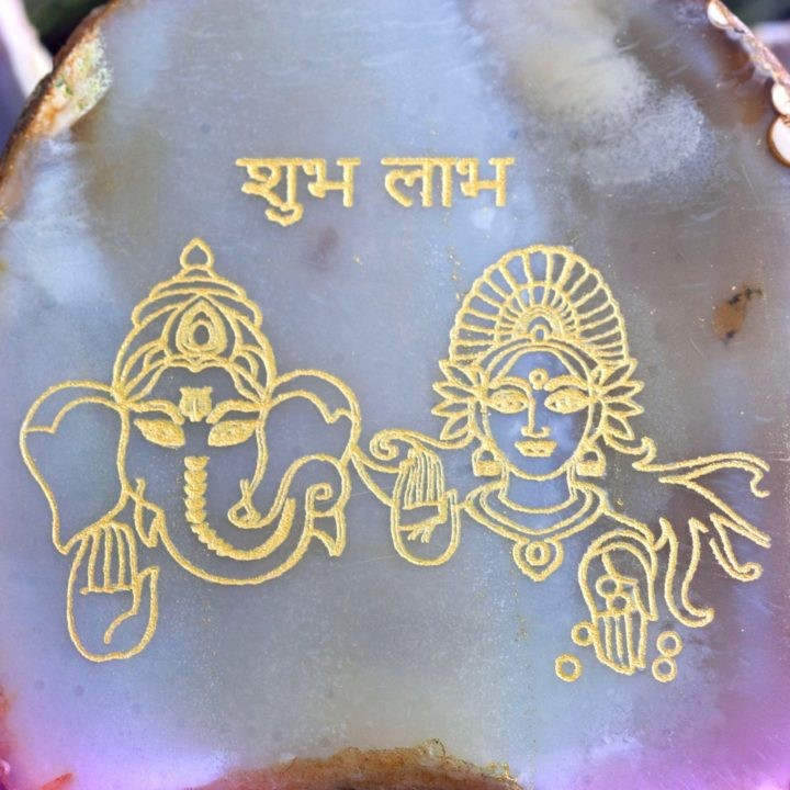 New Decade Ganesha and Lakshmi Agate Plaques