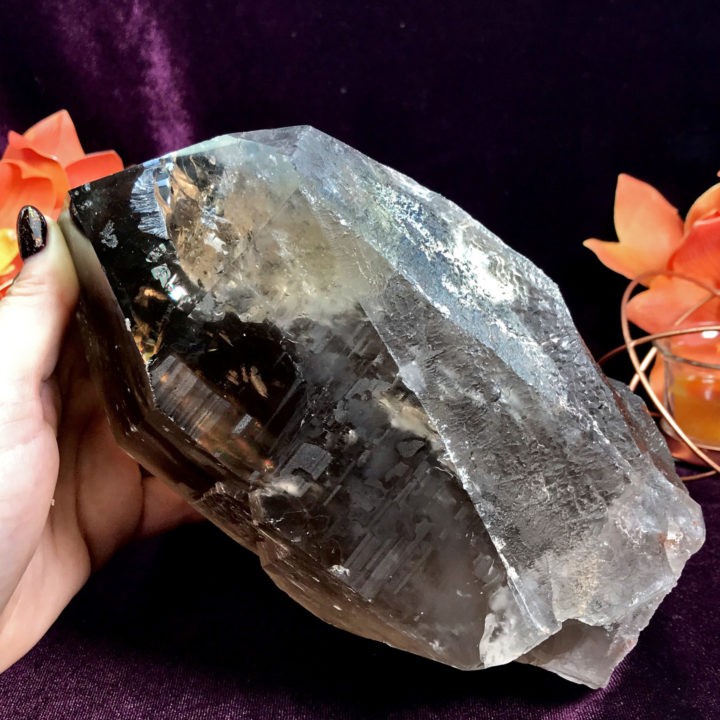 Naturally Etched Elestial Smoky Quartz Point