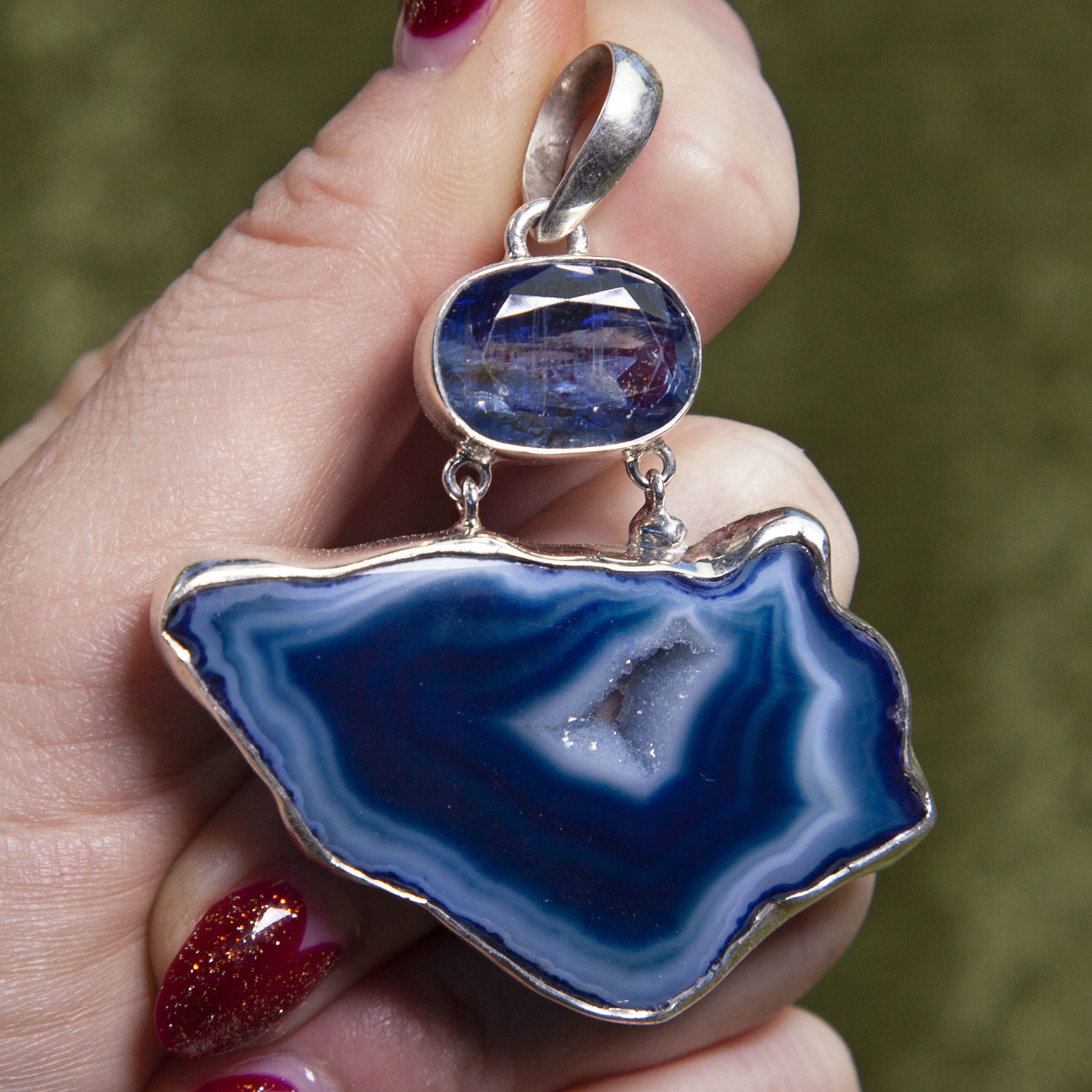 blue agate pendant