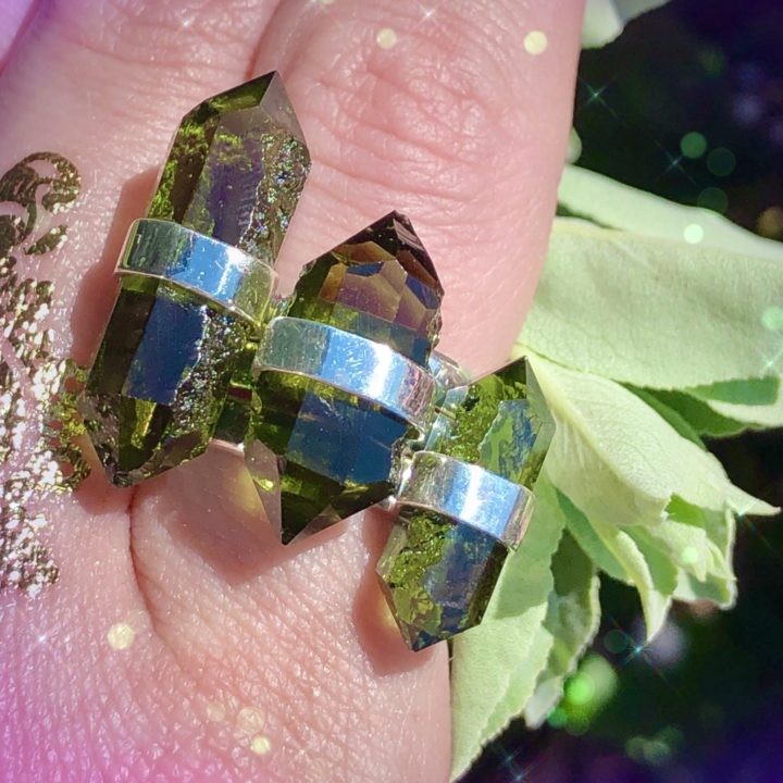 Double Terminated Moldavite Ascension Rings