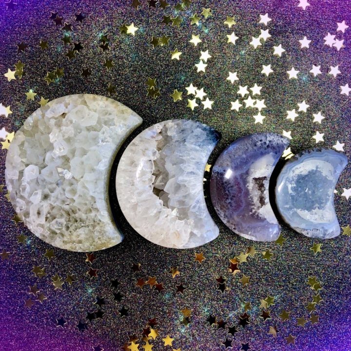 Emotional Healing Agate Geode Moons