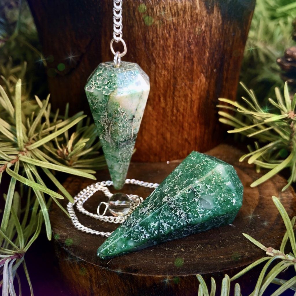 Moss Agate Pendulums for grounded divination experiences