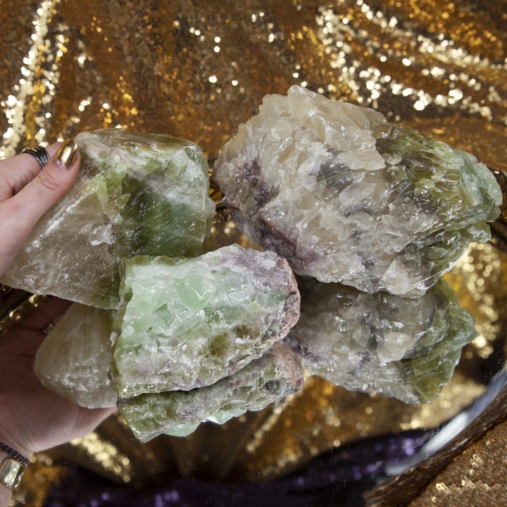 Natural Green Calcite Cluster