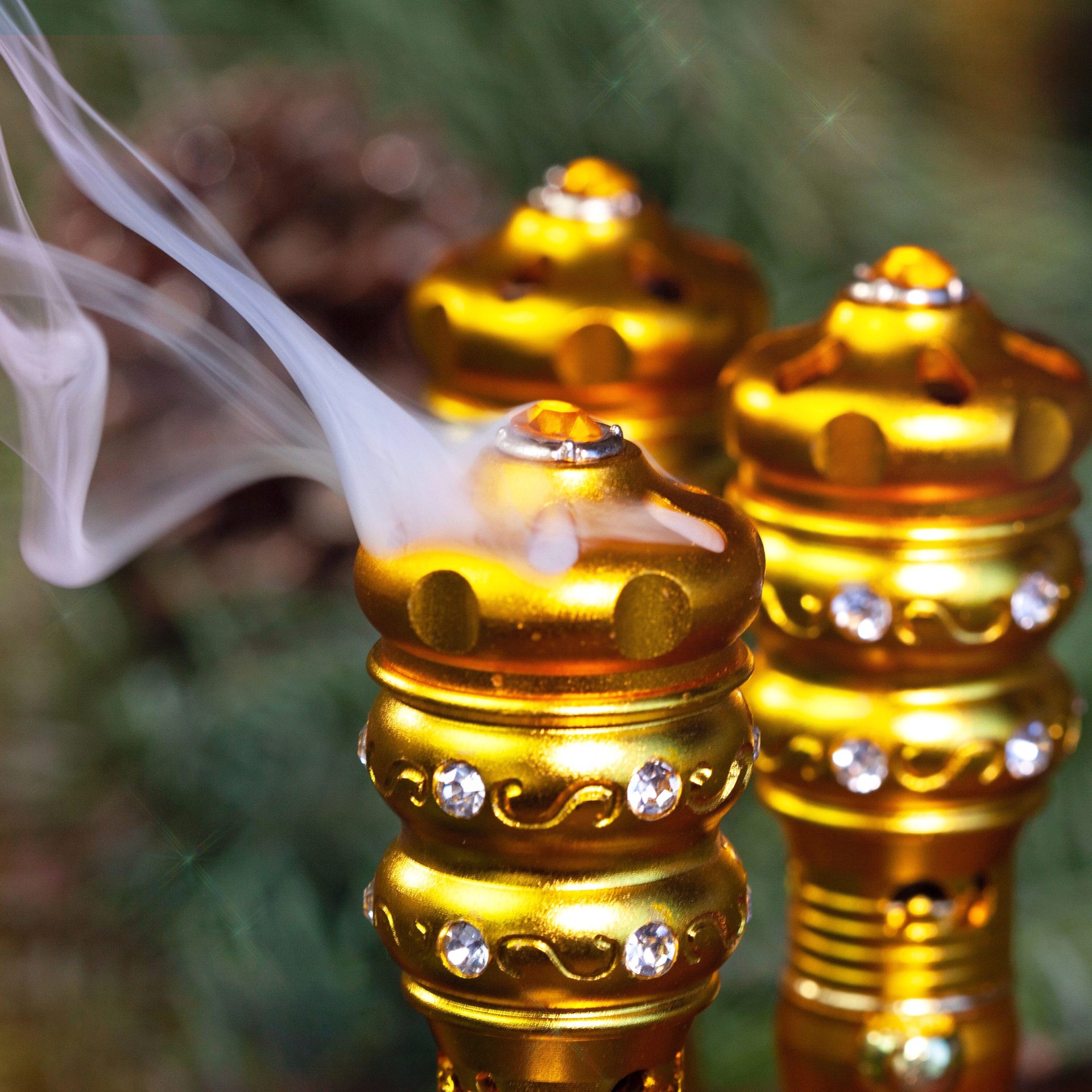 Portable Handheld Golden Incense Burners for smudging on the go