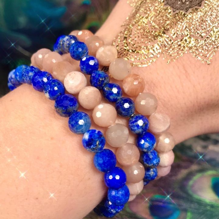 Love and Beauty Peach Moonstone and Lapis Stackers