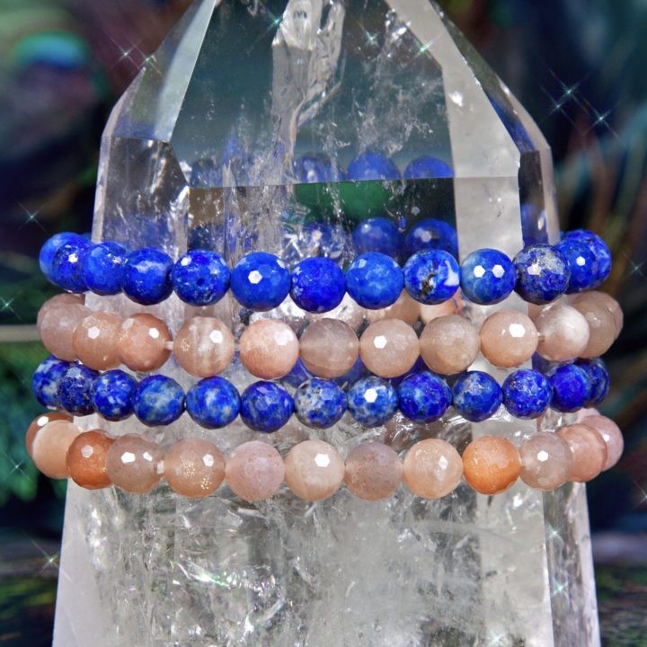 Love and Beauty Peach Moonstone and Lapis Stackers