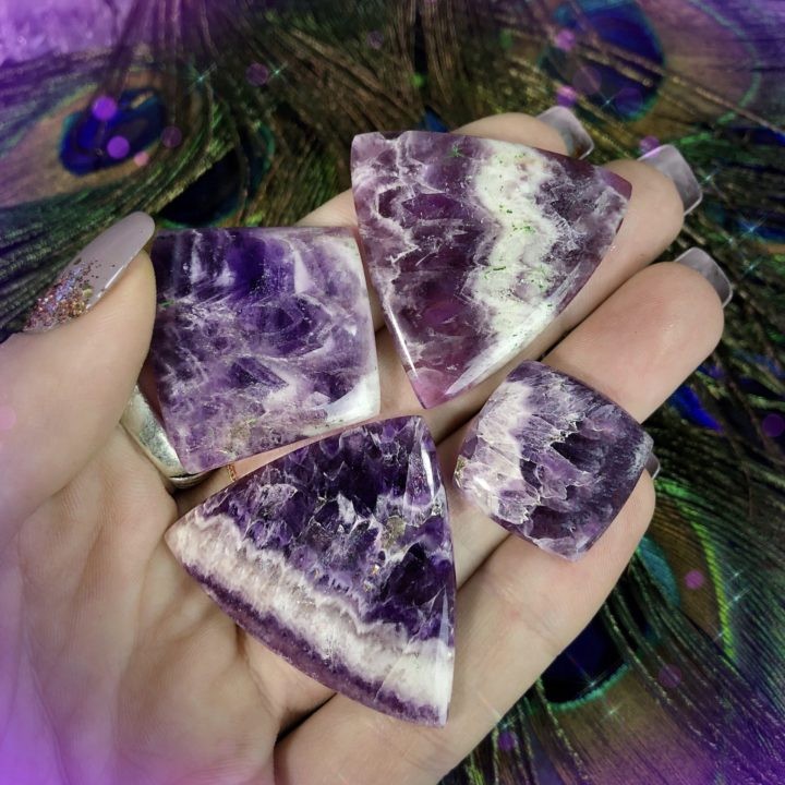 Peaceful Healing Chevron Amethyst Cabochons