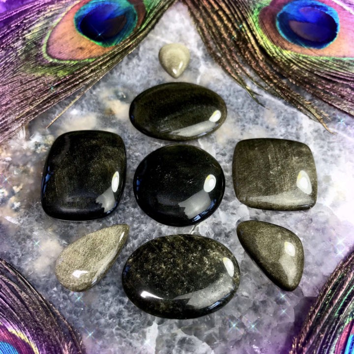 Protective Silver Sheen Obsidian Cabochons