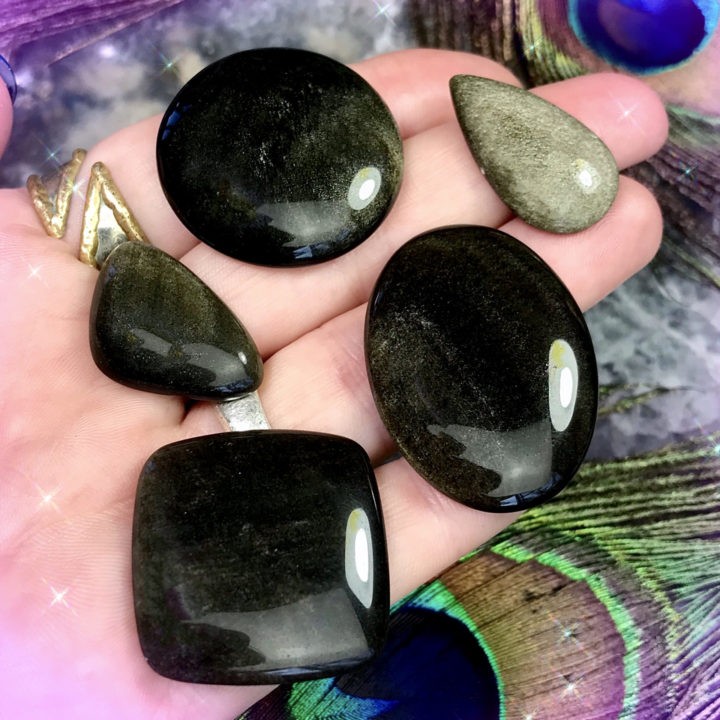 Protective Silver Sheen Obsidian Cabochons