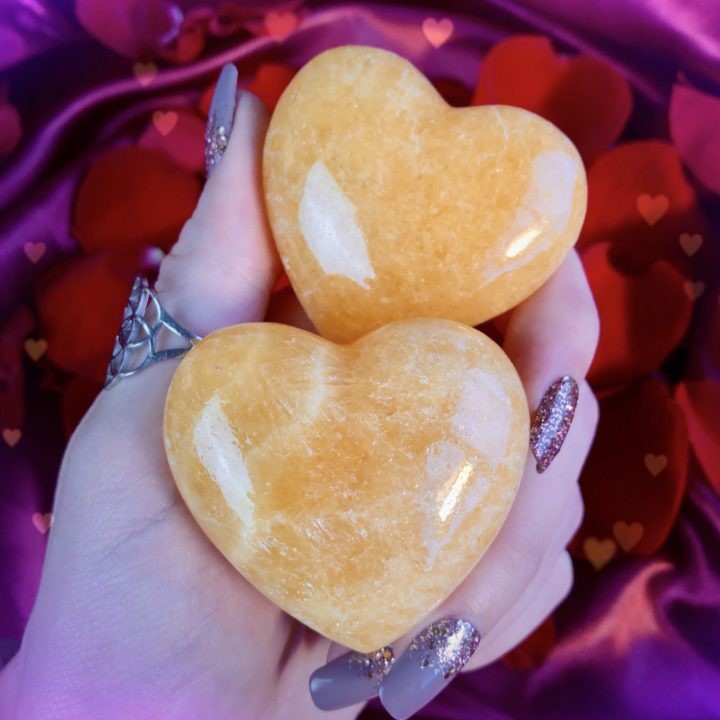 Sexy Sensual Orange Calcite Hearts