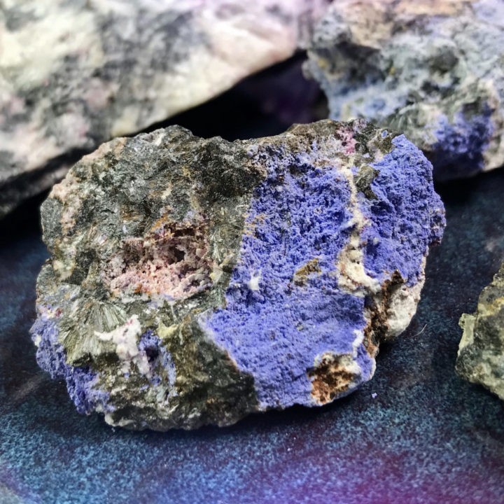 Natural Pink and Blue Phosphosiderite in Matrix