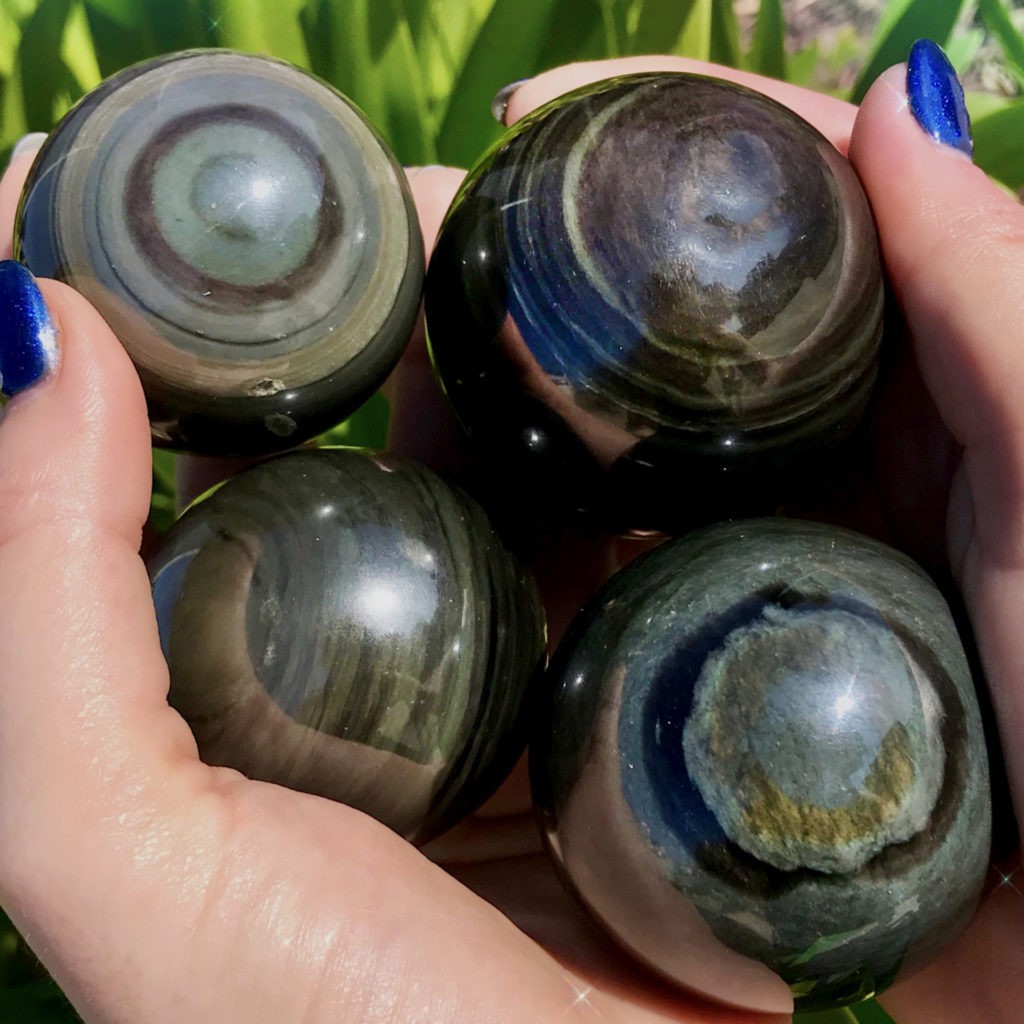 Tucson Unpacking: Rainbow Obsidian Spheres for emotional healing