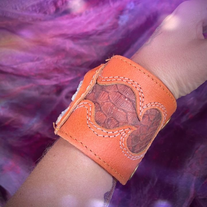 Aura Chalcedony Rose Leather Cuff